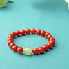Pulsera Roja del Sur Roja Carne Completa 8mm Círculo Sencillo DIY Cera de Abejas Cloisonné Rojo Caqui Pulsera de Ágata Roja del Sur Pulsera Roja