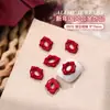 Año Nuevo Rojo Lunares Lazo Arte de Uñas Joyería Rojo Chino Carácter de Bendición Lingote Propicio Deseoso Accesorios de Uña Portátiles