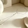 Collar Cruzado Europeo y Americano con Perlas y Espalda Descubierta, Cadena Trasera para Vestido de Novia para Mujer, Elegante Colgante de Perla en Forma de Gota de Agua