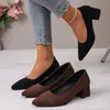 Zapatos de Tacón Alto de Talla Grande de Comercio Exterior para Mujer, Zapatos Negros Gruesos de Moda para el Trabajo, Zapatos Sencillos de Moda Profesional para Mujer
