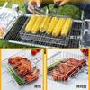 Grelha dobrável para churrasco ao ar livre rede de aço inoxidável peixe grelhado frango grelhado milho grelhado grelha de aço inoxidável pinça de churrasco comercial placa de apoio