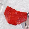 Bragas de Encaje con Lazo Francés Puro Deseo Lazo Hueco Sexy Malla Transparente Cintura Media-Baja Ropa Interior Triángulo