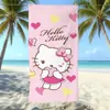 Toalha de Praia de Microfibra Estampada com Desenho da Hello Kitty, Absorvente e de Secagem Rápida, Toalha de Banho Hello Kitty para Crianças