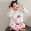 Roupa de Casa Feminina Cor Coral Novo Estilo Bebê Inverno Meninas Flanela Desenho Animado Espessado Conjunto de Pijama Comércio Exterior