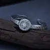 Pulsera de Transferencia Zakiram de Plata de Ley S925 Estilo Étnico Retro para Hombres y Mujeres Pulsera Abierta Giratoria