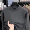 Sudadera de felpa gruesa de 520 g para hombre, nuevo estilo de invierno 2025, cuello semi-alto casual, capa base cálida