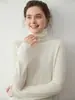 2026 Moda Nuevo Suéter de Lana Clásico Versátil de Manga Larga sin Costuras para Mujer, Cuello Alto con Borde Enrollado, Tejido de Cachemir