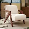 Silla Richard Nórdica de Madera Maciza Sillón Individual para Sala de Estar Silla de Ocio para Balcón Café Estilo Antiguo Silla Carbonizada