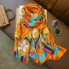 Bufanda Nueva de Seda Simulada, Bufanda Larga de Brocado, Moda Primavera y Otoño, Versátil Chal de Protección Solar de Verano, Turbante