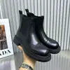 Botines de Piel Suave Punta Redonda Tacón Grueso Retro Tobillo Mujer 2026 Otoño/Invierno Nuevos Botas Chelsea Estilo Británico Negro Dr. Botas Martens Mujer