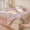Faldón de cama acolchado pieza única sábana fresca con volantes colcha juego de tres piezas sábana funda de edredón para el hogar juego de cuatro piezas
