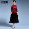 Chen Miaoyan Comparece a Casamento Vestido de Mãe Vestido de Outono vestido Mãe de Xi Sogra Vestido de Casamento Anfitriã Terno de Veludo