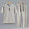 Nuevo Traje de Manga Corta Estilo Nacional Chino para Hombre 2026 Verano Conjunto de Dos Piezas Camiseta Papá de Mediana Edad Top Abuelo Pantalones