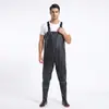 Macacão impermeável, conjunto de chuva de meio corpo, calça de chuva com botas de chuva, calça de pesca de couro, conjunto de pesca masculino de corpo inteiro, design espessado para pesca em reservatório