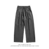 Calça Social Masculina Listrada Estilo Americano de Perna Larga, Calça Casual de Verão Fina Solta com Caimento, Calça Longa Versátil Simples de Perna Reta
