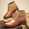Nuevas Botas Martin Retro Británicas con Patrones Tallados, Botas de Cuero de Moda para Hombre, Botas de Cuero Versátiles Casuales sin Cordones 27039