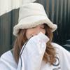 Gorro de pescador de lana de cordero otoño e invierno Nueva Moda estilo coreano versátil estudiante sombrero de cubo de gamuza para hombre grueso cálido viaje