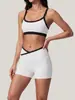 Conjunto de dos piezas de tank top y shorts ajustados sexy para fitness, yoga, running al aire libre y deportes, europeo y americano transfronterizo