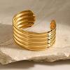 Pulsera europea y americana de acero de titanio de amplia apertura para mujer, moda exagerada, electrochapada en oro de 18k, pulsera de acero inoxidable con flores multilínea