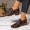 Nuevos Zapatos Slip-On de Comercio Exterior Talla Grande 2025 con Estampado de Leopardo, Boca Baja, Tacón Bajo, Punta Fina, Tacón Grueso, Zapatos de Moda para Mujer