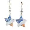 Pendientes de Gancho con Forma de Estrella de Cinco Puntas Completamente Incrustados de Diamantes Tricolor, Pendientes Colgantes de Estrella con Circonita Roja, Azul y Blanca, Accesorios Transfronterizos para Fiestas
