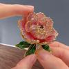 Broche exquisito de flor de peonía de alta calidad, moda nacional, ramillete clásico chino, elegante alfiler de flores, accesorios para cheongsam y hanfu.