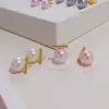 Pendientes de Botón de Perla Shijia Moda Retro Estilo Hong Kong Estilo Hepburn para Mujer Aguja de Plata 925 Venta al por Mayor Estilo Hepburn