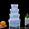 Caja de almacenamiento redonda de venta directa de fábrica, fiambrera transparente apta para microondas, caja de conservación de plástico de grado alimenticio, caja selladora para refrigerador