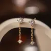 Pendientes colgantes de borla de circonita de plata de ley s925, diseño minimalista japonés mini exquisito de moda de lujo ligero, nuevos pendientes populares