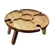 Mesa de Vinho para Piquenique ao Ar Livre Prato de Frutas Secas de Madeira Bandeja Dobrável Mesa de Jantar Portátil Suporte para Taças de Vinho Bandeja de Madeira Maciça