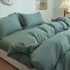 Nuevo Conjunto de Cuatro Piezas de Algodón de Color Liso Conjunto de Tres Piezas para Dormitorio Alta Densidad de Hilos Todo Algodón Sarga Transpirable Cálido Sábana Plana Sábana Ajustable Venta al por Mayor