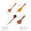 Espátula de Madeira Antiga Kemu com Cabo Longo Antiaderente, Espátula de Fritar Portátil para Exterior, Espátula para Bife, Colher Grande para Sopa Doméstica, Espátula de Madeira para Arroz