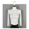 Camiseta de Manga Larga para Mujer Estilo Nuevo Coreano Otoño e Invierno Sexy Ajustada Cuello Alto Versátil Camiseta Interior Superior Moderna