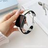 Adecuado para Apple iWatch 9, correa magnética de cuero y silicona, reloj Apple 8/7, patrón de bambú avanzado, fabricantes