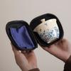 Novo Conjunto de Chá Kung Fu Forno Ru para Viagem ao Ar Livre Copo Rápido Cerâmica Gaiwan de Três Copos Bule Portátil Xícara de Chá