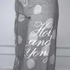 Pantalones de pierna ancha con estampado de letras y lunares grises estilo europeo y americano, Pantalones casuales rectos de cintura alta adelgazantes, Pantalones sueltos y fluidos hasta el suelo