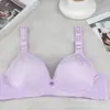 De acordo com Jiaoting 3056 Sutiã Mamãe Roupa Íntima Tamanho Grande Feminino Sutiã Fino Sem Aro Flor Escura Fecho Traseiro de Três Fileiras