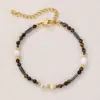 Fábrica de Origen Pulsera de Acero de Titanio Piedra Natural Ojo de Tigre Perla de Agua Dulce Pulsera de Obsidiana Negra Mercancía de Puesto Origen Exportación Transfronteriza