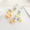 Chaveiro de Animal Fofo Peludo Pato Amarelo Pequeno Menina Coala Pintinho Pingente para Celular Pendente de Bolsa Desenho Animado