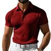 Camisa Polo de Manga Corta para Hombre Amazon Camiseta de Verano Talla Grande Europea y Americana Cuello Campana Botones Ajuste Delgado Tejido Gofrado Camiseta para Hombre