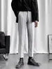 Pantalones Occidentales Pequeños Nueve Puntos Ajustados Rectos Casuales Pantalones de Verano para Hombre Nuevo Dape de Alta Gama Color Sólido Primavera Pantalones Casuales