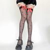 Calcetines Negros de Seda con Forma de Lazo en Forma de Corazón, Calcetines Rojos Dulces de Tubo Alto para Muslo para Mujer, Calcetines Largos para Piernas Belleza Deseo Puro