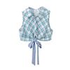 Traje de baile de jazz para niñas, top corto a cuadros con el ombligo al descubierto, traje de actuación de mesa para niñas, verano