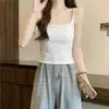 Camisola Blanca Sexy para Chicas con Almohadillas Integradas en el Pecho, Top Tubo sin Mangas para Usar como Prenda Exterior, Efecto Adelgazante
