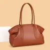 Bolso tote vintage de gran capacidad para mujer, para el principio del otoño, lujo ligero, nicho, patrón de lichi, versátil para llevar al hombro y debajo del brazo