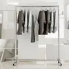 Perchero de Acero Inoxidable para Tienda de Ropa, Perchero de Pie con Altura Ajustable y Ruedas