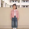 Directo del fabricante: 2026 nueva chaqueta de cuero estilo biker infantil versátil para primavera y otoño, elegante, para niñas MDD
