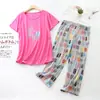 Pijama Feminino Verão Manga Curta Plus Size Magro Feminino Roupa de Casa Conjunto Fofo e Fresco de Cabelo
