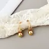 Pendientes de Acero Inoxidable con Perlas Redondas de Acero y Titanio para Comercio Exterior Transfronterizo, Pendientes de Bolas de Acero Versátiles de Moda para Mujer Fabricante