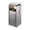 Cubo de basura con riel deslizante de acero inoxidable centro comercial oficina ascensor cubo de basura vertical de acero inoxidable con cenicero al por mayor